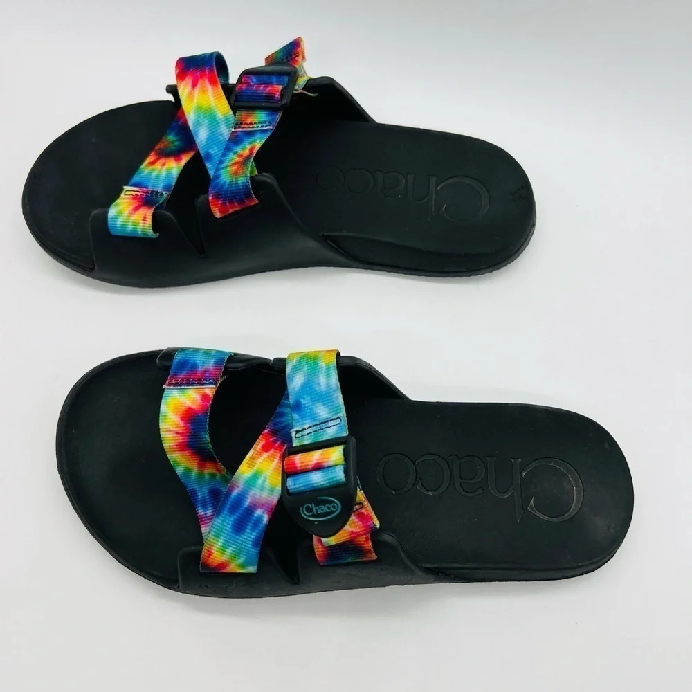 CHACO MEN’S DARK TIE DYE CHILLO SLIDES SIZE 10
